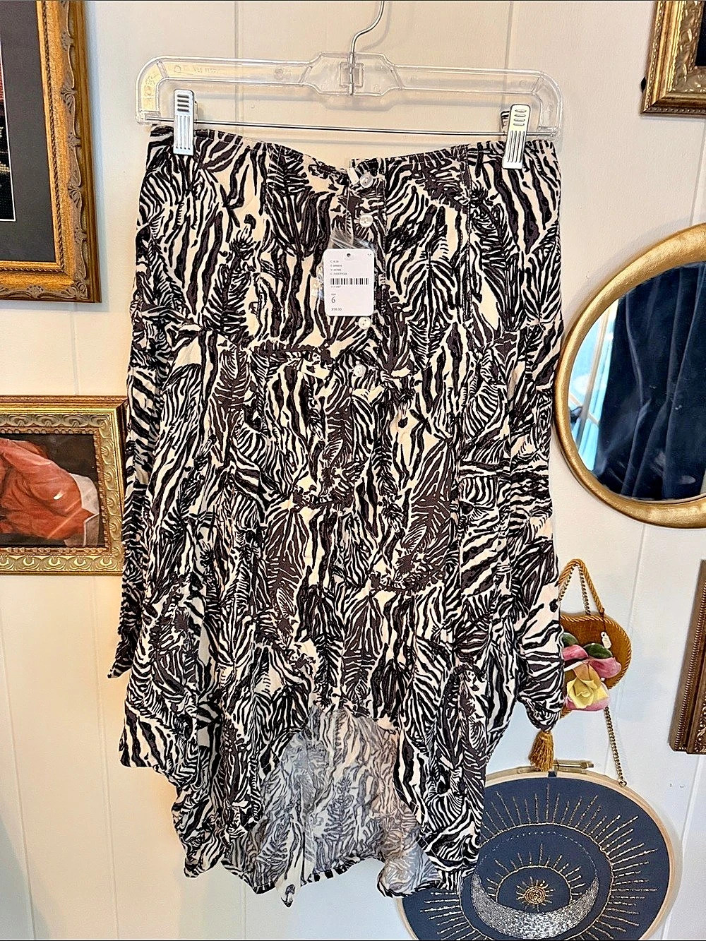 Free People Animal Print Asymmetrical Skirt Size 6 NWT